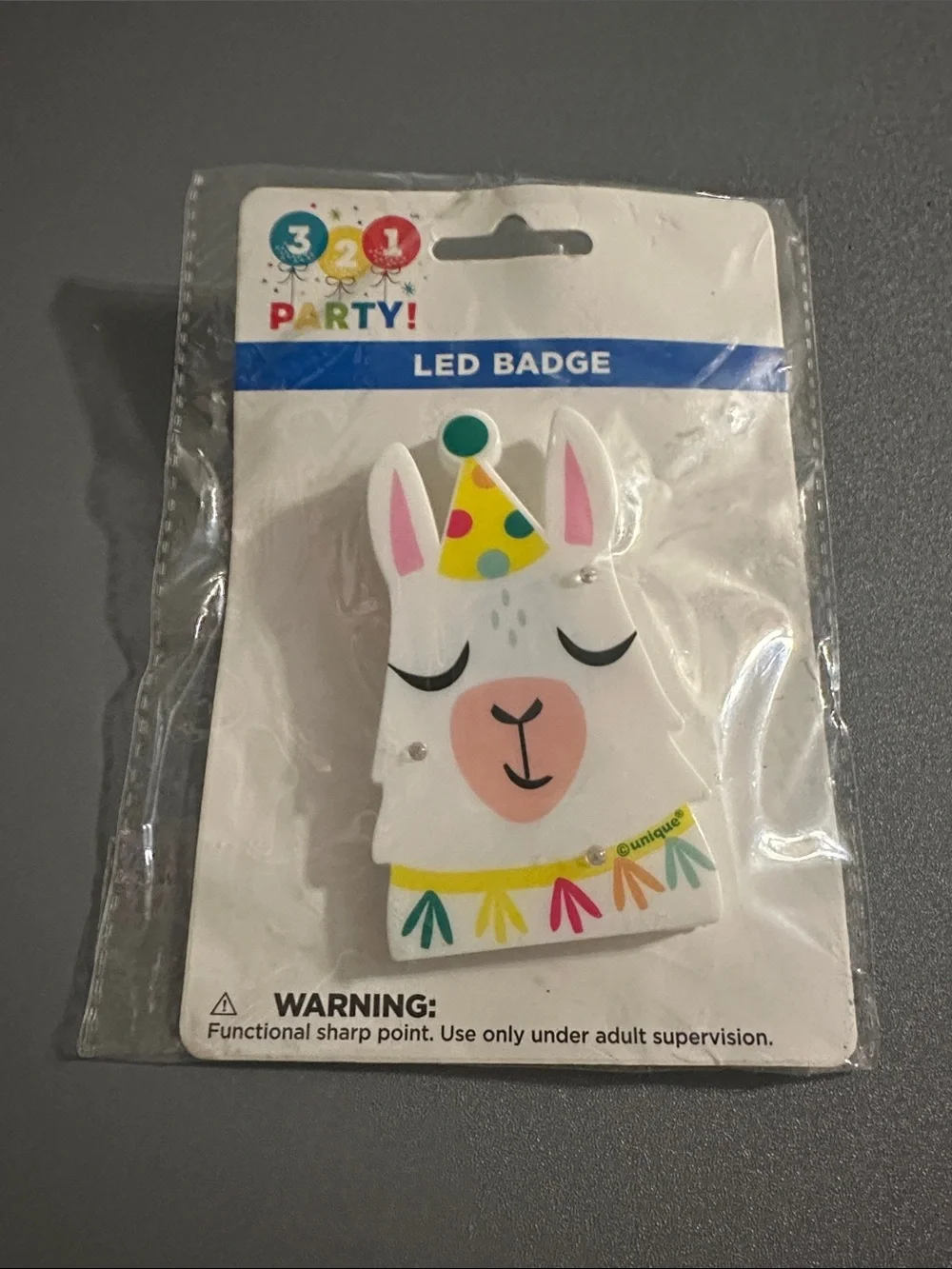 3 2 1 Party! White Llama LED Badge by 3 2 1 Party